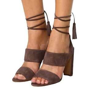 Madewell The Octavia Tassel Suede Heeled Sandals size 8 F5056